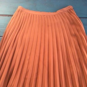 Deep Tan/Brown Midi Pleated Skirt